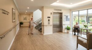 Accessible retirement home with lift and safe common areas